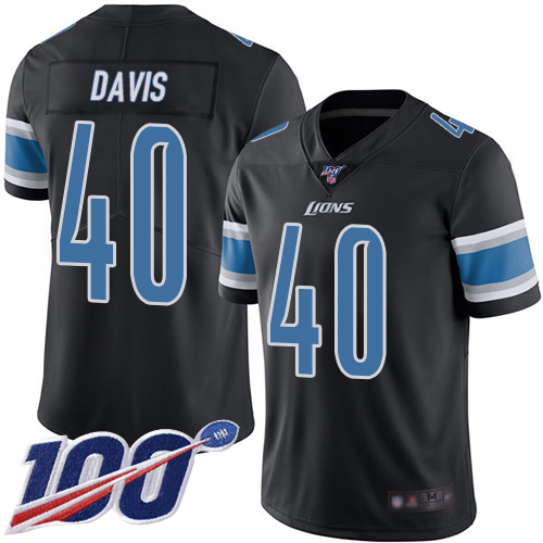 Detroit Lions Limited Black Men Jarrad Davis Jersey NFL Football #40 100th Season Rush Vapor Untouchable